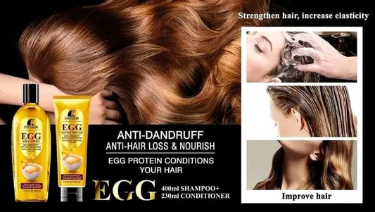 💛 ROUSHUN EGG DUO SHAMPOO + CONDITIONER (Anti-chute & Brillance)